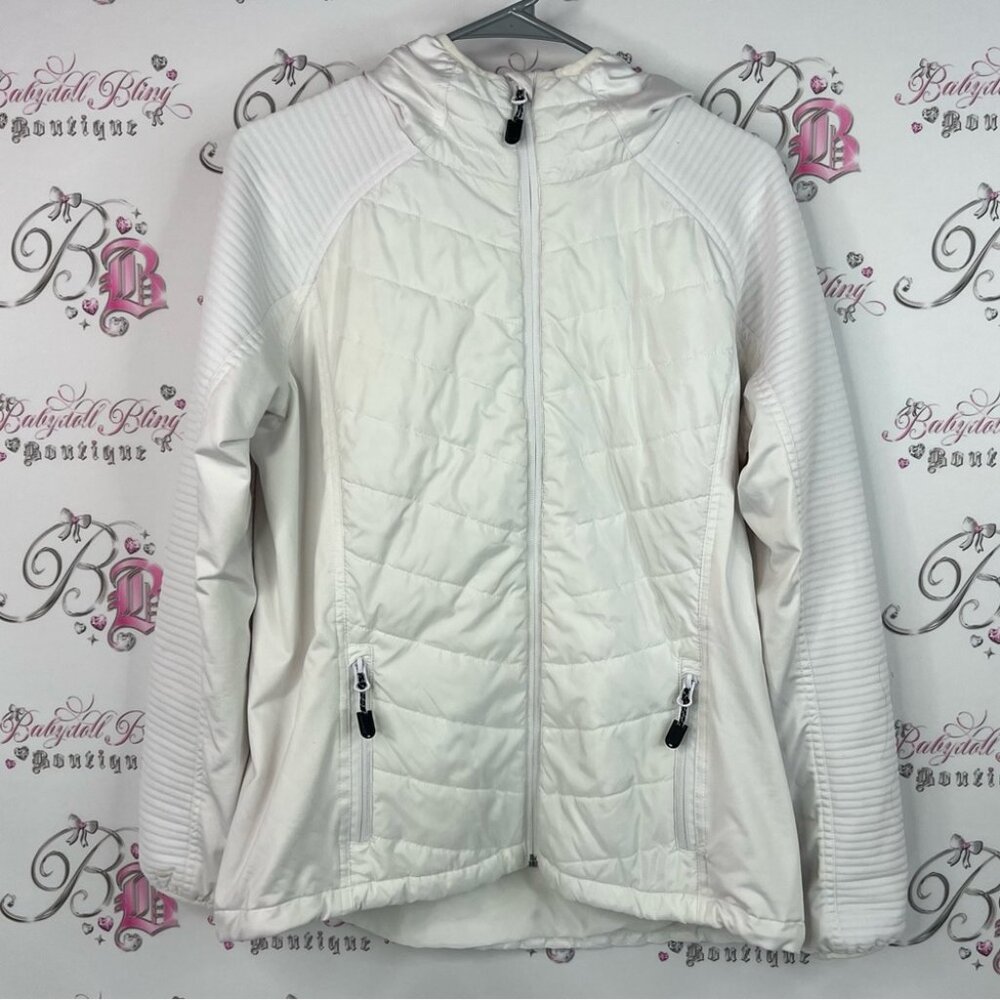 Acx active jacket zip up USA Women's White Quilted warm cozy Jacket